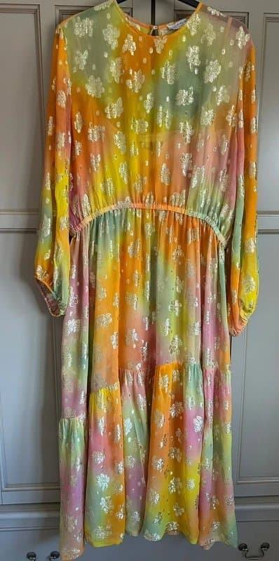 Never Fully Dressed Size 24 Pastel Dress with Gold Metallic floral design from Never Fully Dressed £30