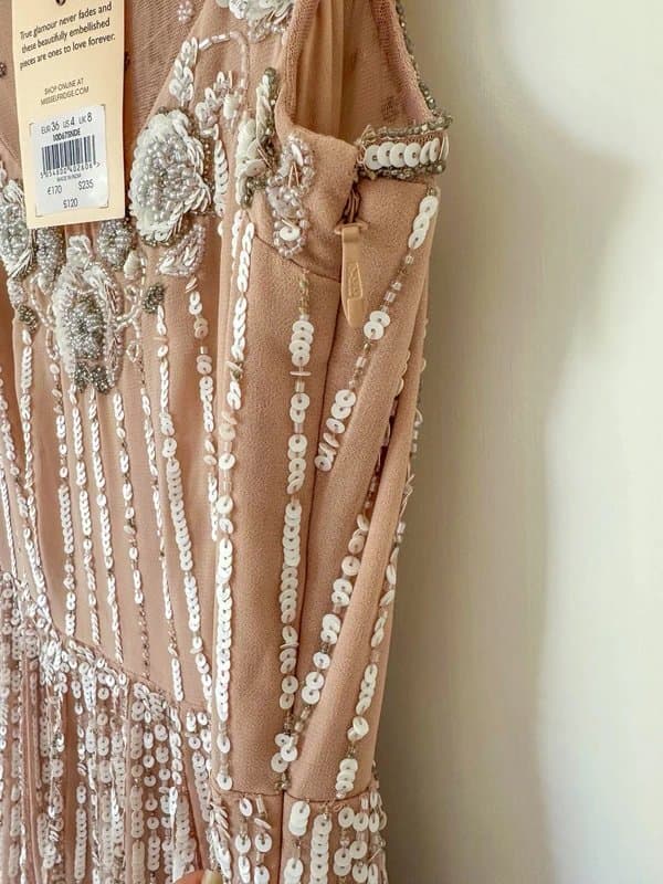 Miss Selfridge Miss Selfridge Nude Embellished Sequin Skater Dress – Size 8 – New