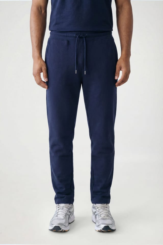 CICAY CICAY Men's Open Hem Drawstring Joggers - Cotton Blend Straight Leg in Navy - 2