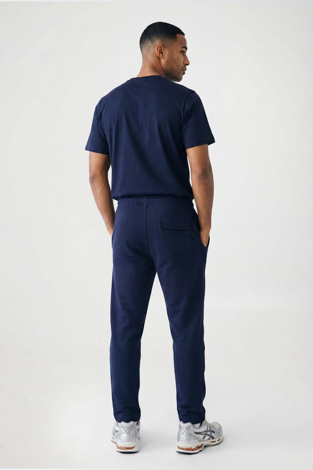 CICAY CICAY Men's Open Hem Drawstring Joggers - Cotton Blend Straight Leg in Navy - 3