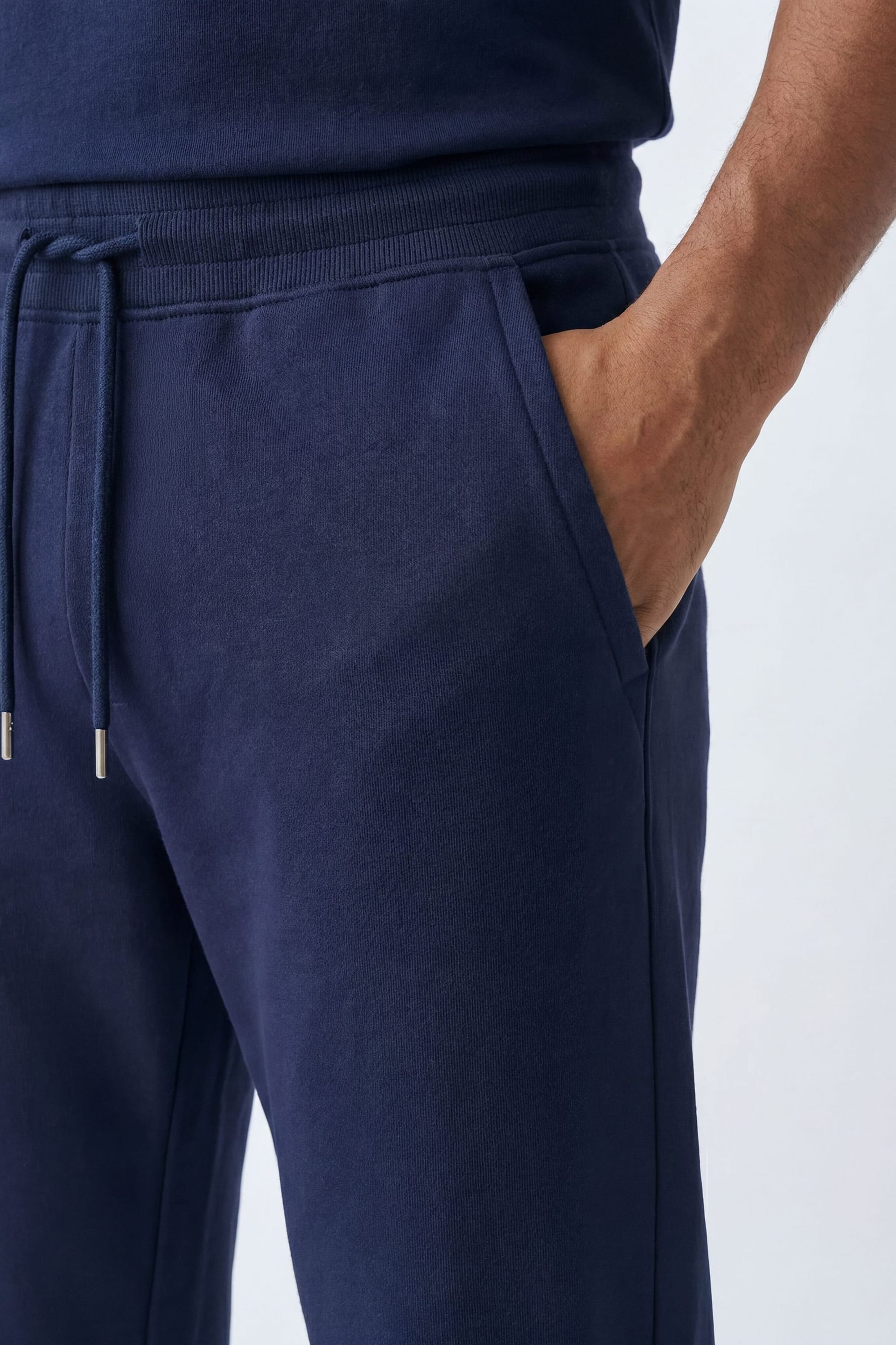 CICAY CICAY Men's Open Hem Drawstring Joggers - Cotton Blend Straight Leg in Navy - 4