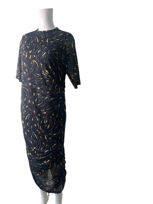 Et Vous Et Vous Dress Size 16 Womens NEW Navy Blue Mix Ruched Paint Splat EU44 RRP £25