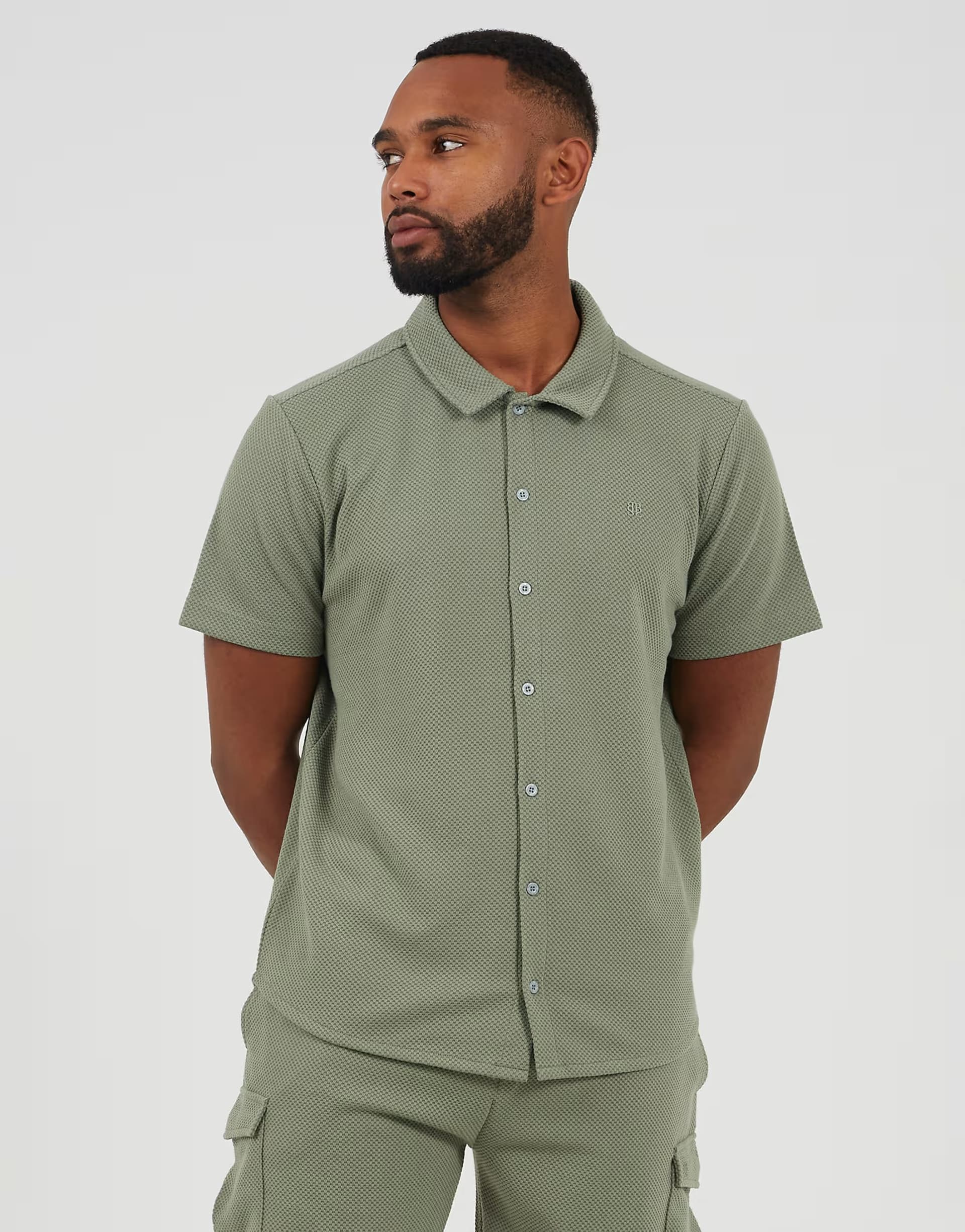 ASOS Brave Soul Short sleeve textured shirt in pale green