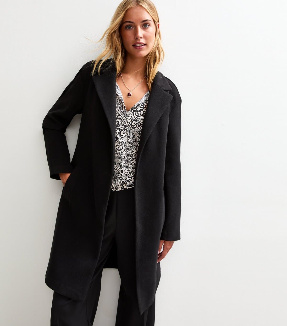 New Look Women's Tall Black Unlined Open Long Coat New Look