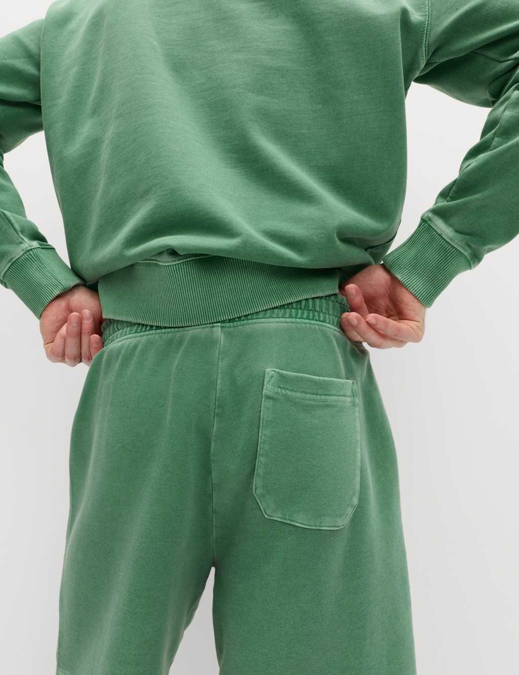 Marks & Spencer M&S Relaxed Fit Pure Cotton Garment Dye Short Emerald - 4