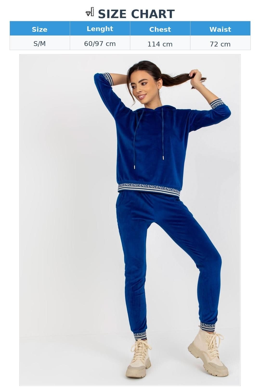 Love Lace Love Lace Women's Velour Hooded Sweatshirt Pants Set in Blue - 4