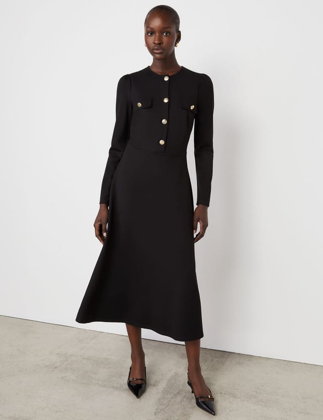 Finery London Finery London Women's Gilly Ponte Jersey Midi Dress in Black - 2