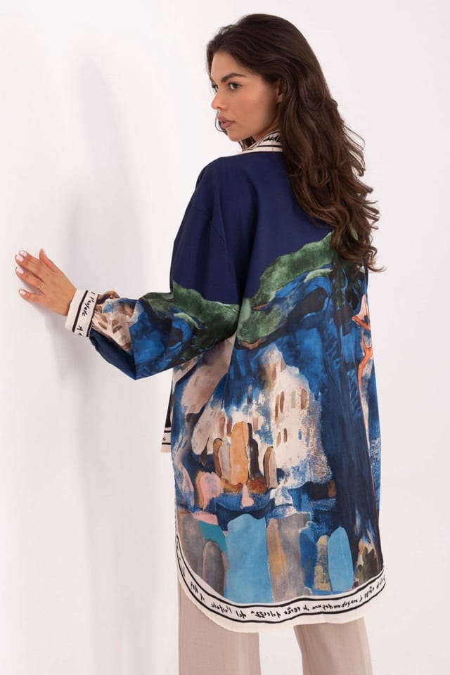 Love Lace Love Lace Women's Printed Long Sleeve Button Front Shirt in Blue - 3