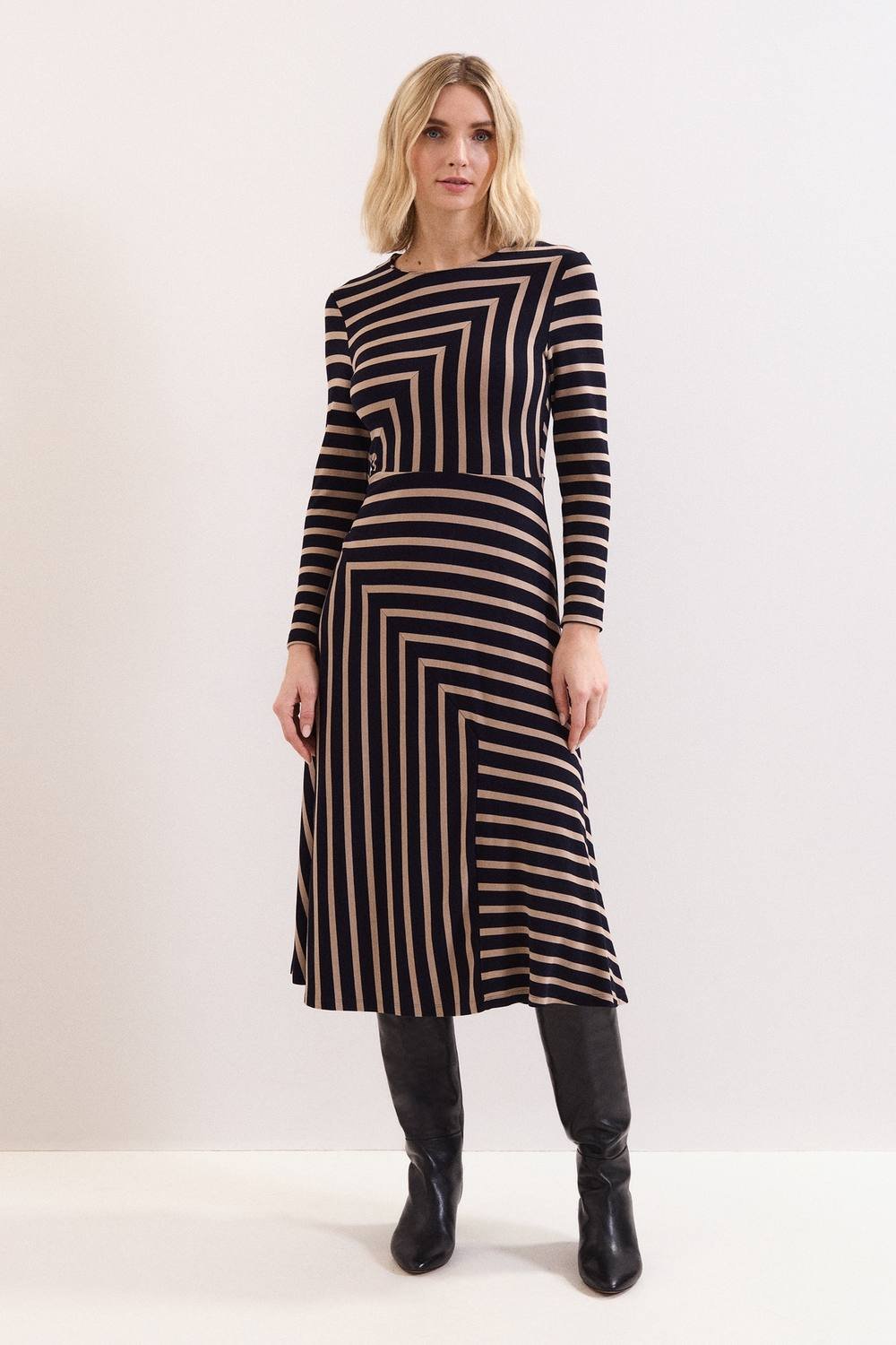 Phase Eight Phase Eight Women's Mia Stripe Long Sleeve Midi Dress - 2