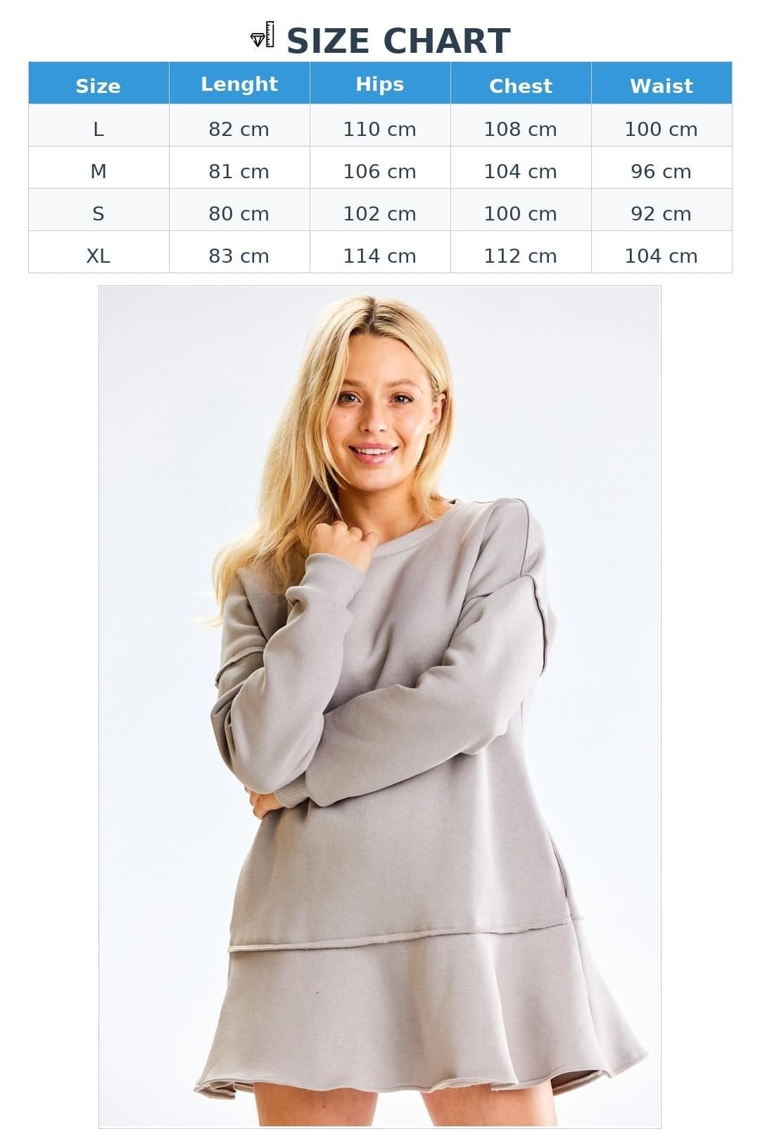 Love Lace Love Lace Women's Thick Sweatshirt Long Sleeve Dress with Ruffle Hem in Grey - 4