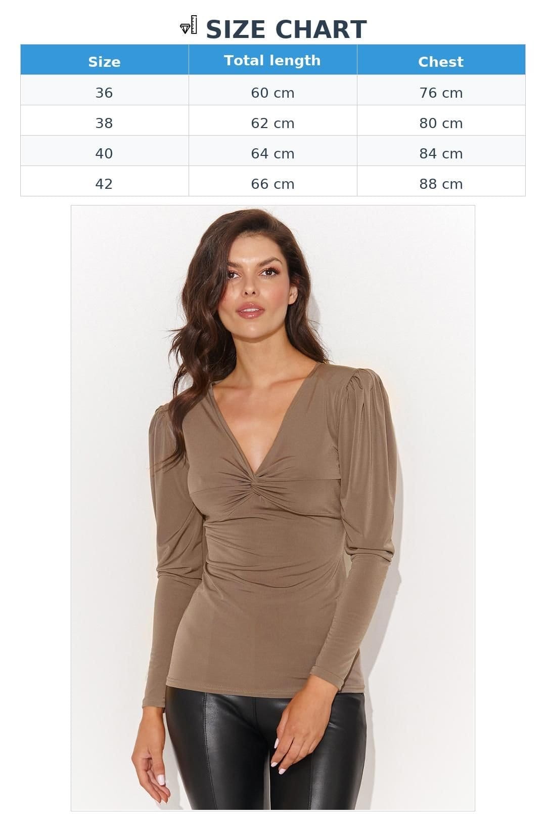 Love Lace Love Lace Women's Fitted V Neck Blouse with Back Metal Detail in Beige - 4