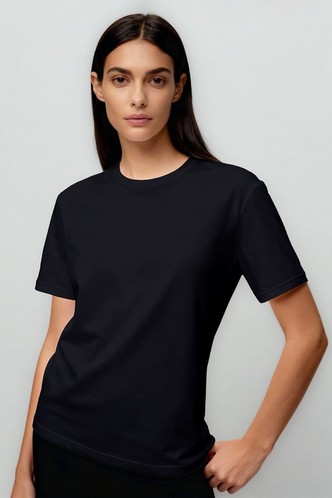 Tommy Life Tommy Life Women's Cotton Elastane Crew Neck T-Shirt in Charcoal - 4