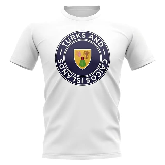 Turks and Caicos Turks and Caicos Men's Personalised Islands Football Badge T-Shirt in White - 2