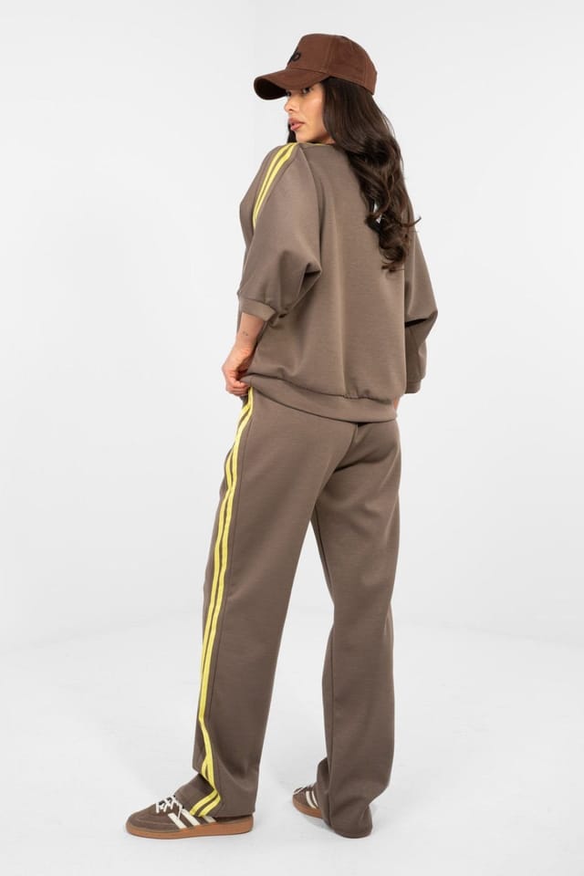Love Lace Love Lace Women's Soft Buttery Striped Tracksuit Set in Brown - 3