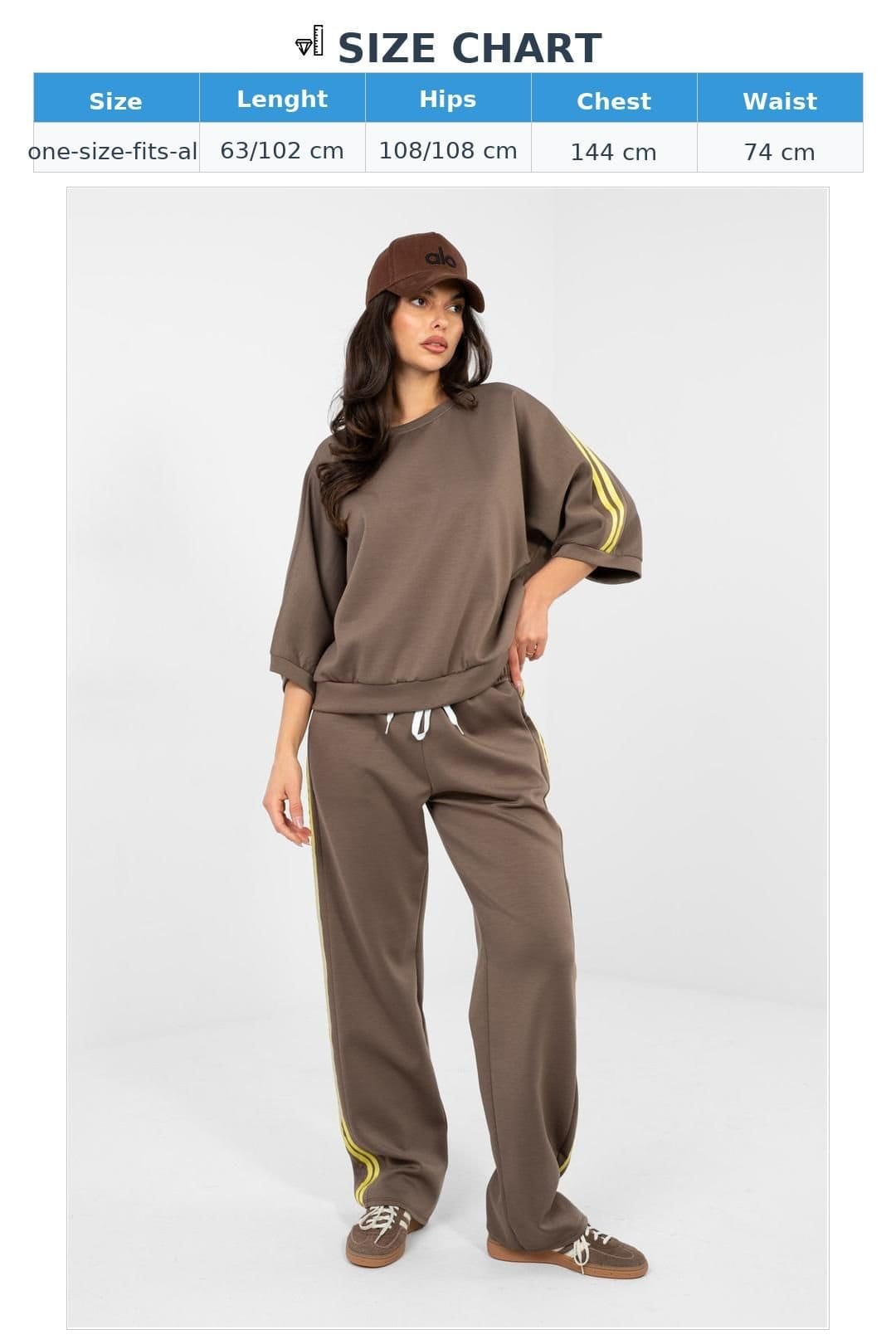 Love Lace Love Lace Women's Soft Buttery Striped Tracksuit Set in Brown - 4