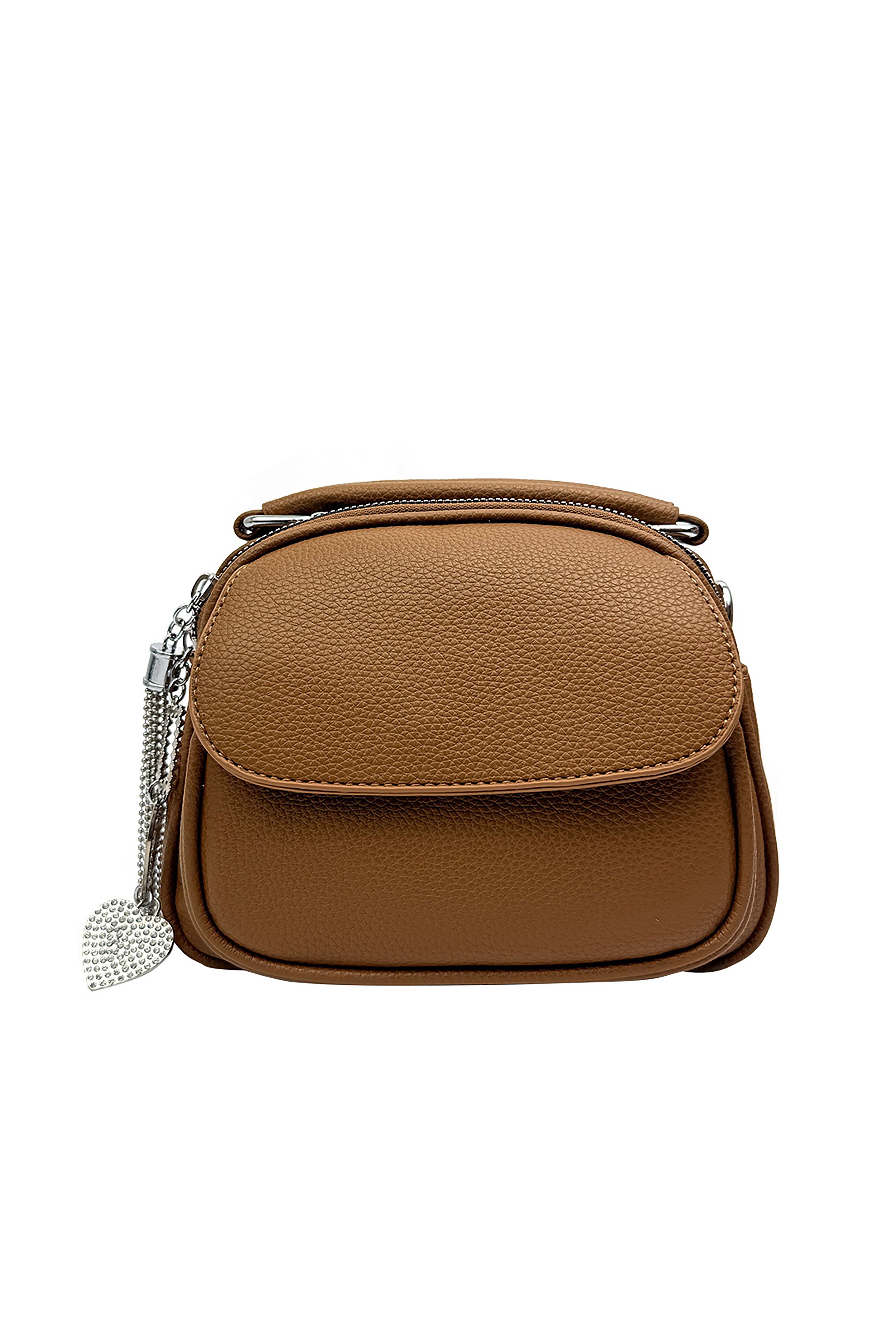 Vellin Vellin Women's Mini Crossbody Bag with Textured Finish & Adjustable Strap in Tan - 3