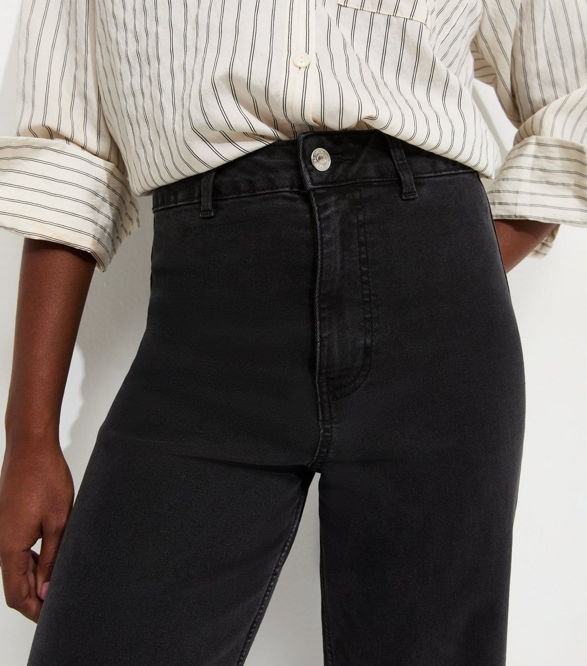 New Look Women's Black High Waist Stretch Denim Wide Leg Jeans New Look - 4