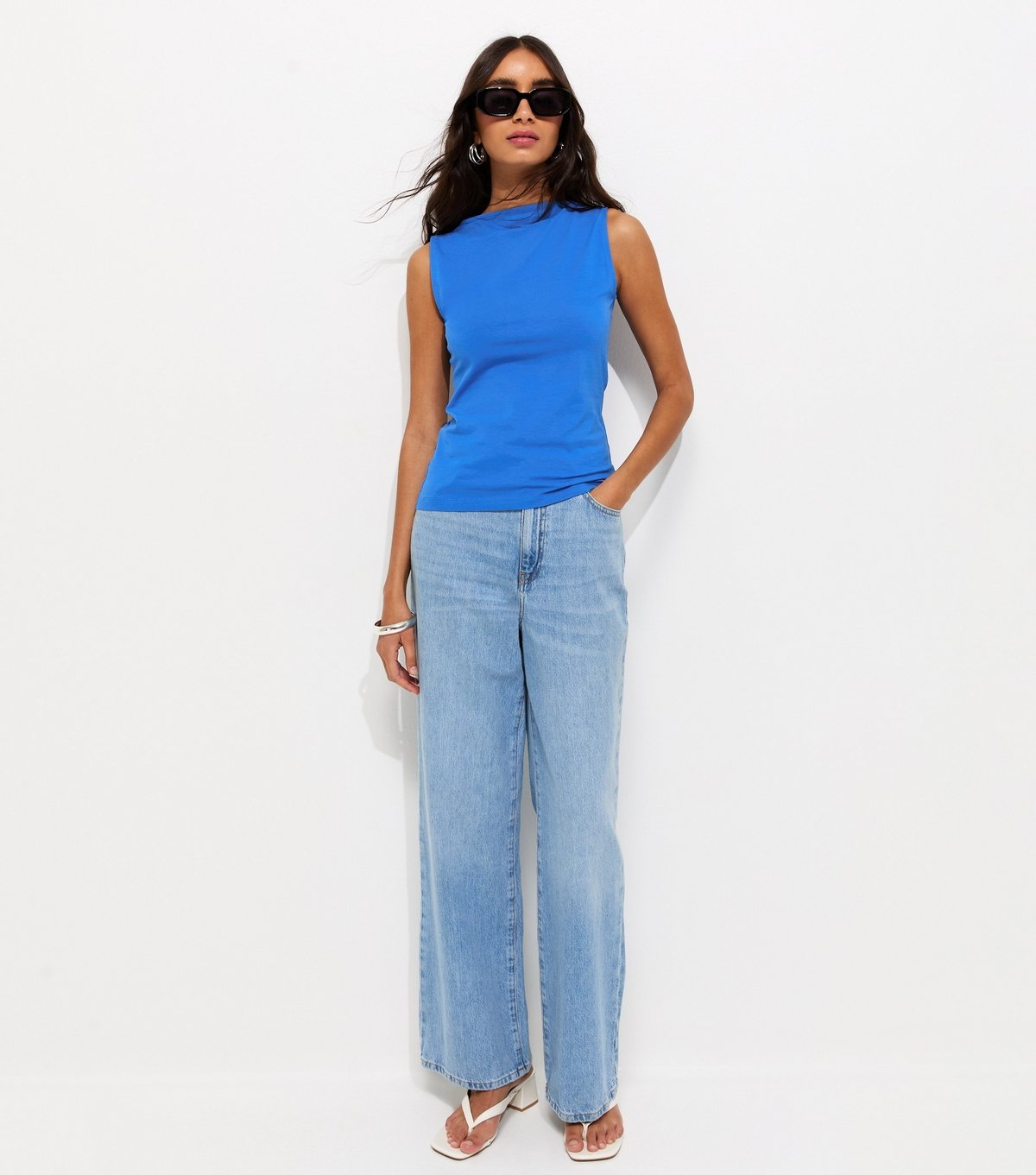 New Look Women's Bright Blue Slash Neck Vest Top New Look - 3