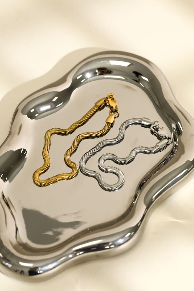 Inicio Inicio Men's Steel Waterproof Snake Chain Bracelet - Gift Pouch in Silver - 2