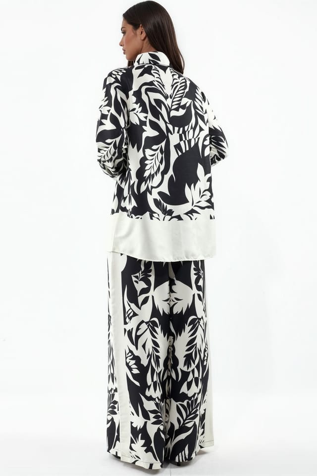 MSN Collection MSN Collection Women's Floral Cotton-Viscose Shirt & Wide-Leg Pants Set - 3
