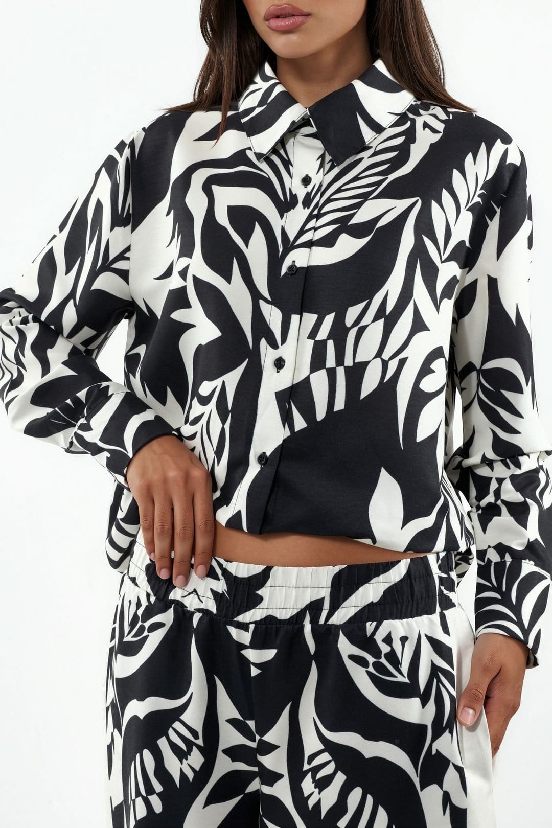 MSN Collection MSN Collection Women's Floral Cotton-Viscose Shirt & Wide-Leg Pants Set - 4