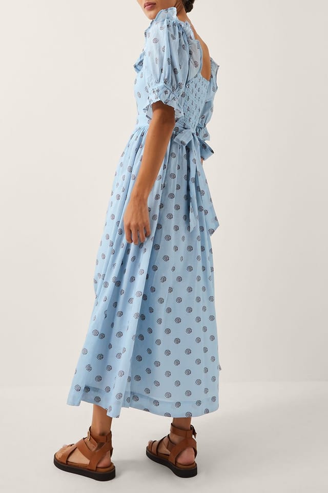Monsoon Monsoon Women's The India Edit Matilda Printed Puff Sleeve Midi Dress Blue - 2