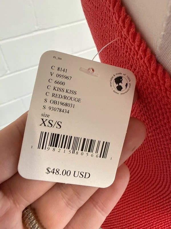Free People Free People XS/S UK 6-10 Waffle Stretchy Bodysuit in Kiss Kiss Red