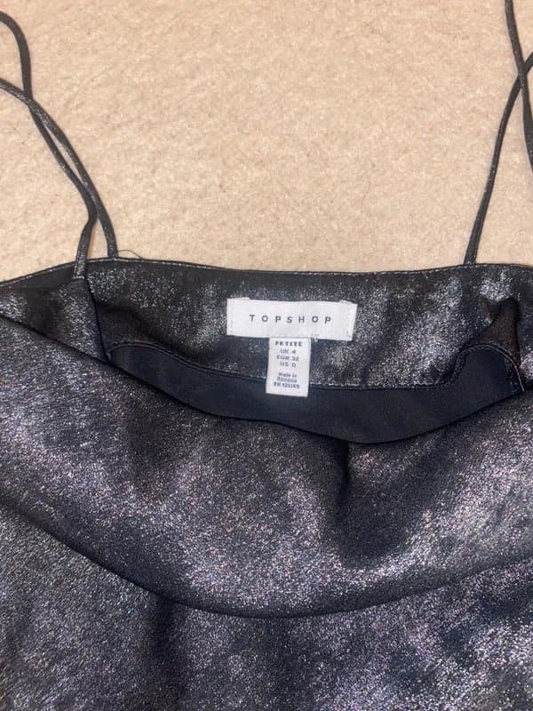 Topshop Women’s XS clothing bundle, glittery dress, 2 skirts and a top