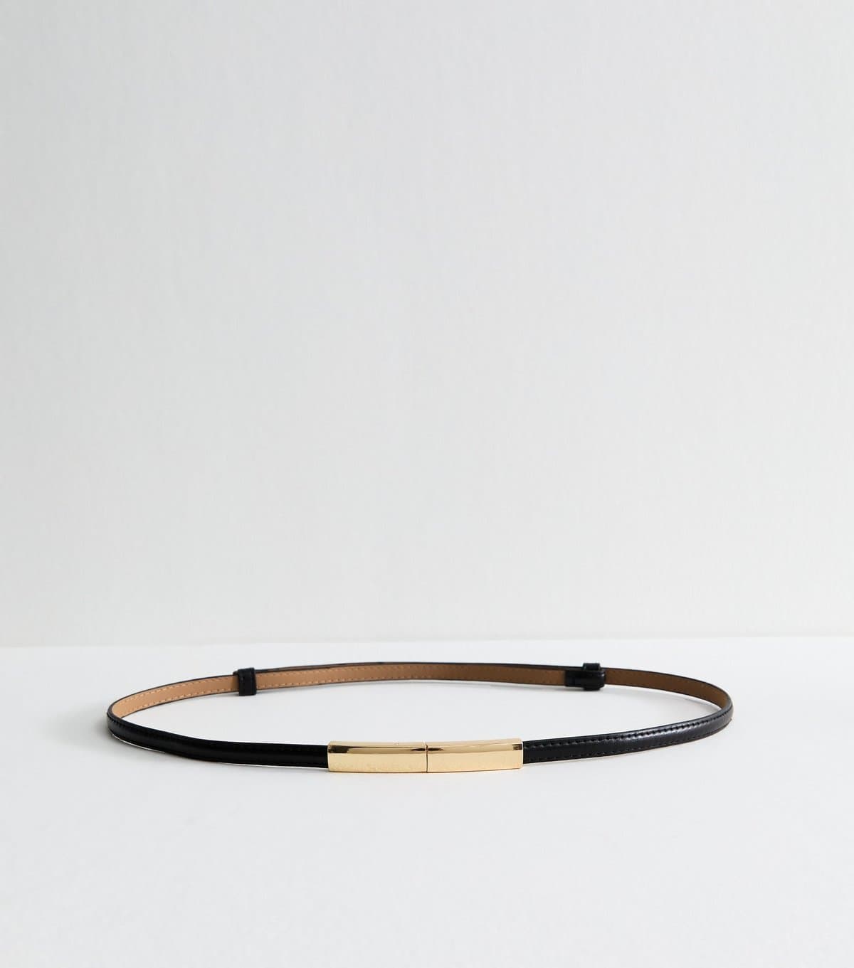 New Look New Look Black Faux Leather Belt with Gold Trim