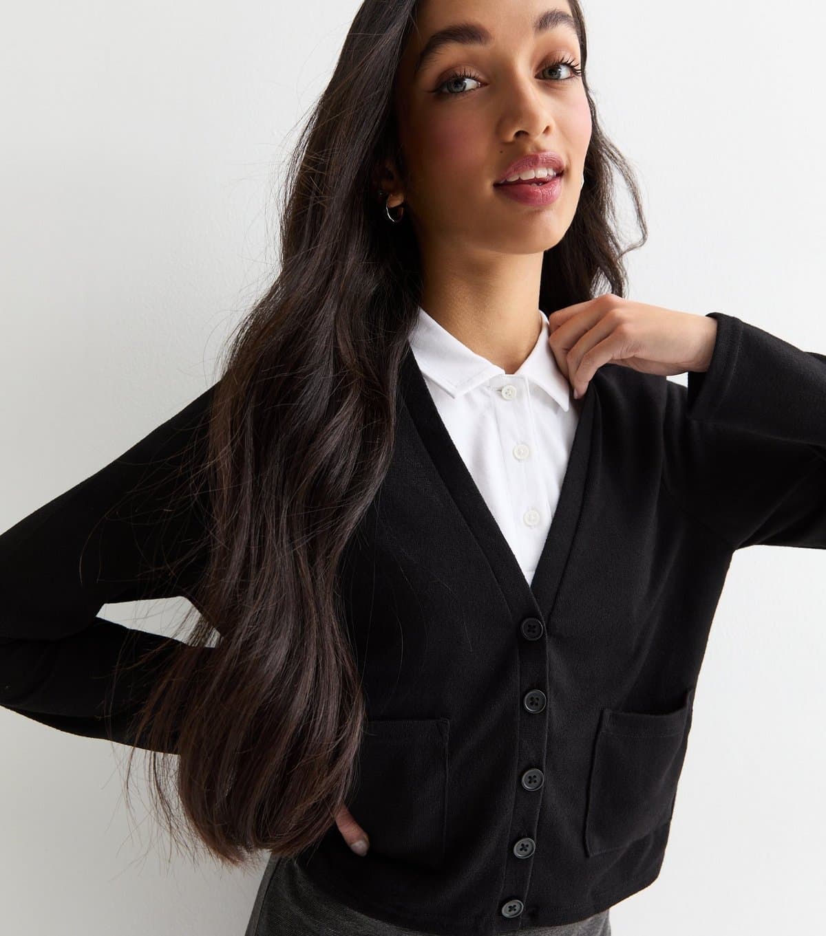 New Look Girls' Black Fine Knit School Cardigan New Look