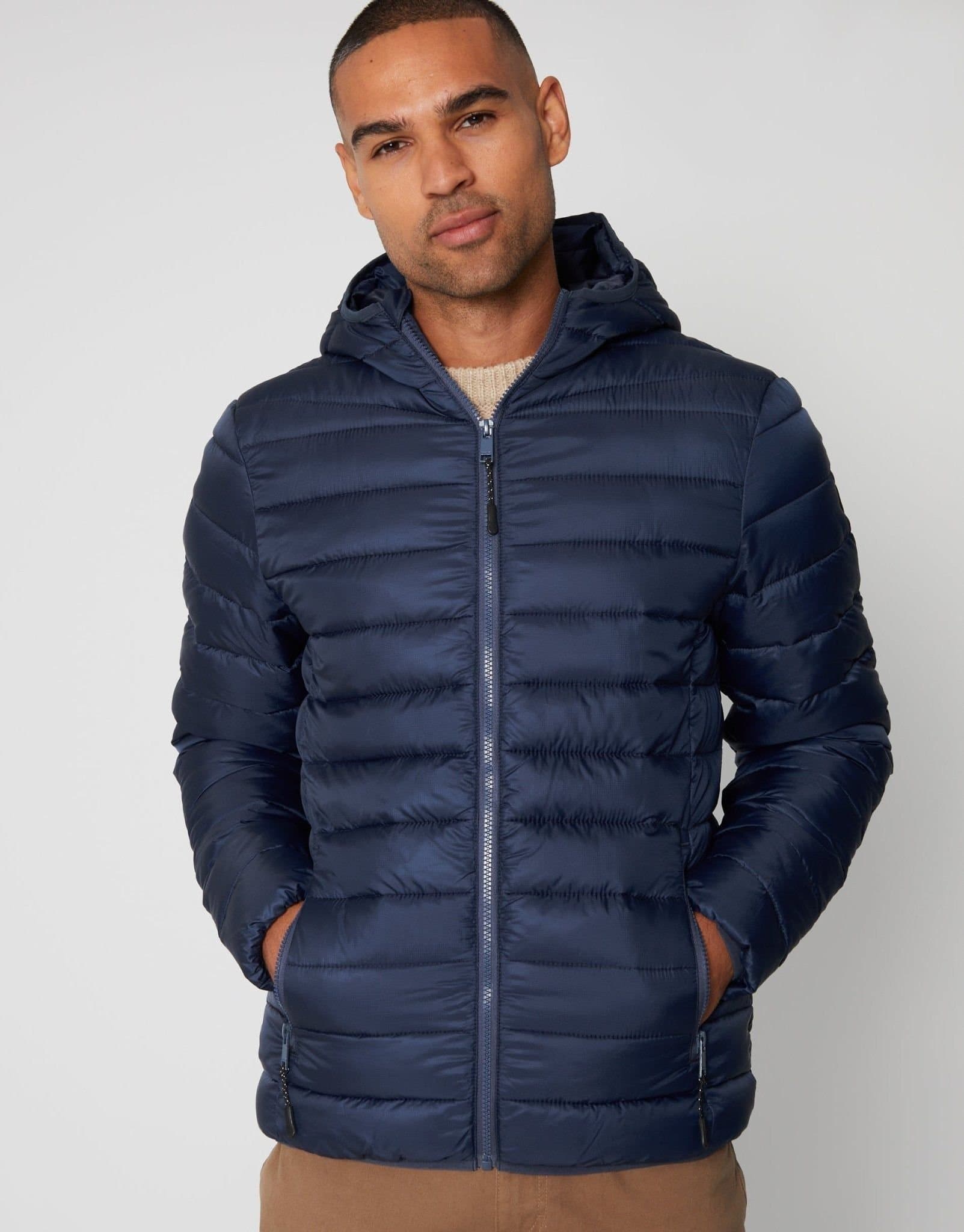 Threadbare threadbare Men's Matte Finish Padded Hooded Jacket in Blue