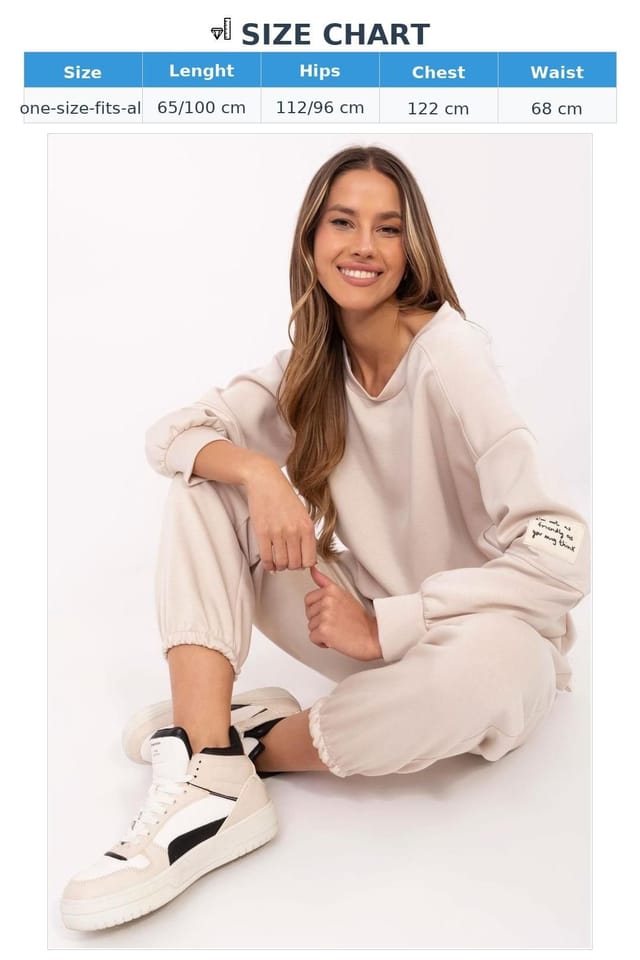 Love Lace Love Lace Women's Viscose Cotton Elastane Casual Tracksuit Set in Beige - 3