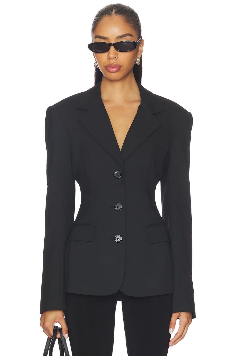 revolve Revolve Black Fitted Waist Blazer