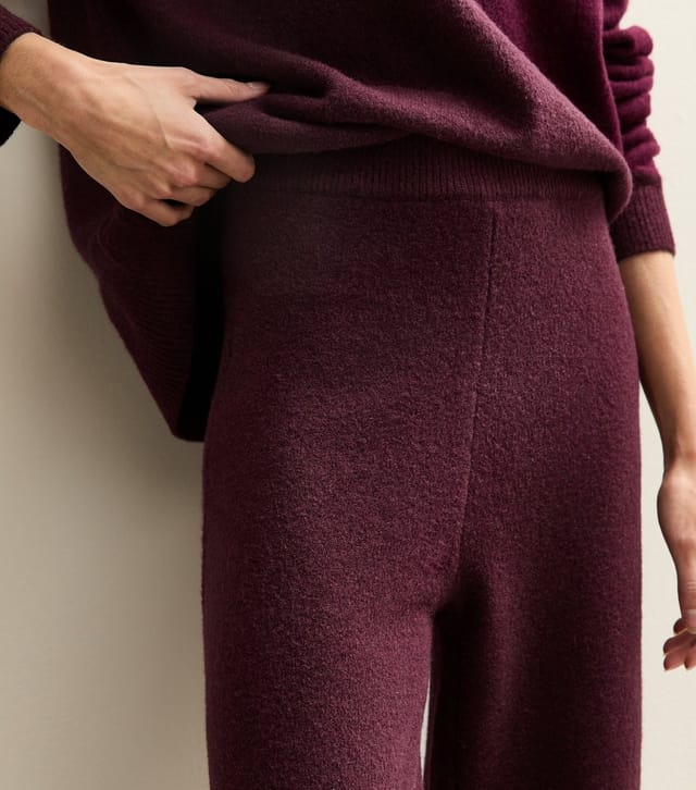 New Look Women's Dark Burgundy Knit Wide Leg Trousers New Look - 2