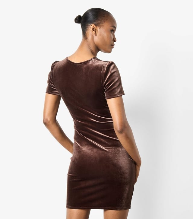 Apricot Women's Velvet Side Ruched Dress Apricot New Look - 3