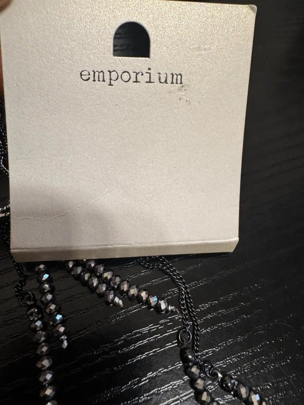Emporium Emporium BNWT Silver Layered Gunmetal Crystal Bead Tassel Statement Necklace - 1