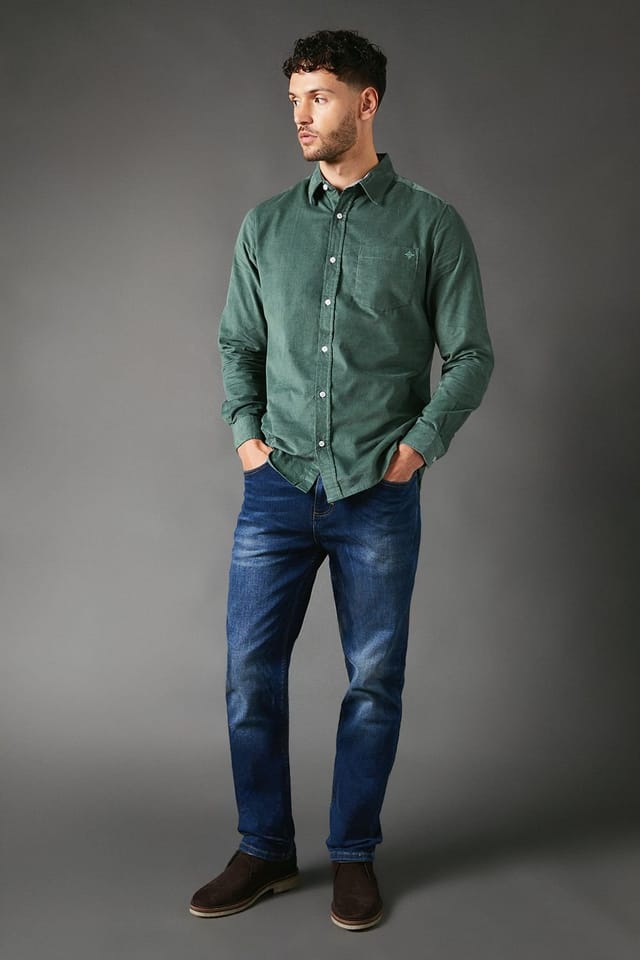 Maine Maine Men's Corduroy Long Sleeve Shirt in Green - 2