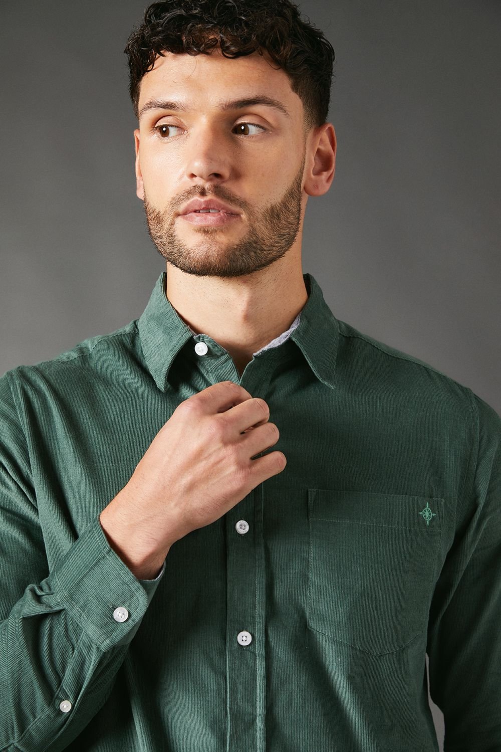 Maine Maine Men's Corduroy Long Sleeve Shirt in Green - 4