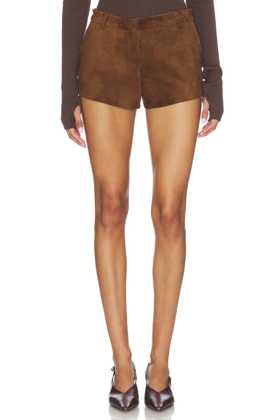 revolve Revolve Suede Mini Shorts in Brown Suede