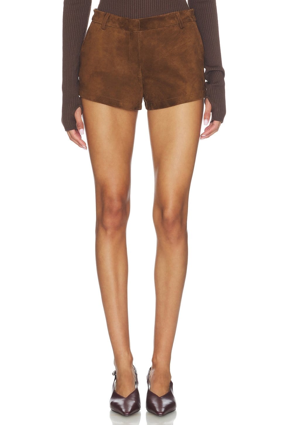 revolve Leather Suede Mini Short - 1