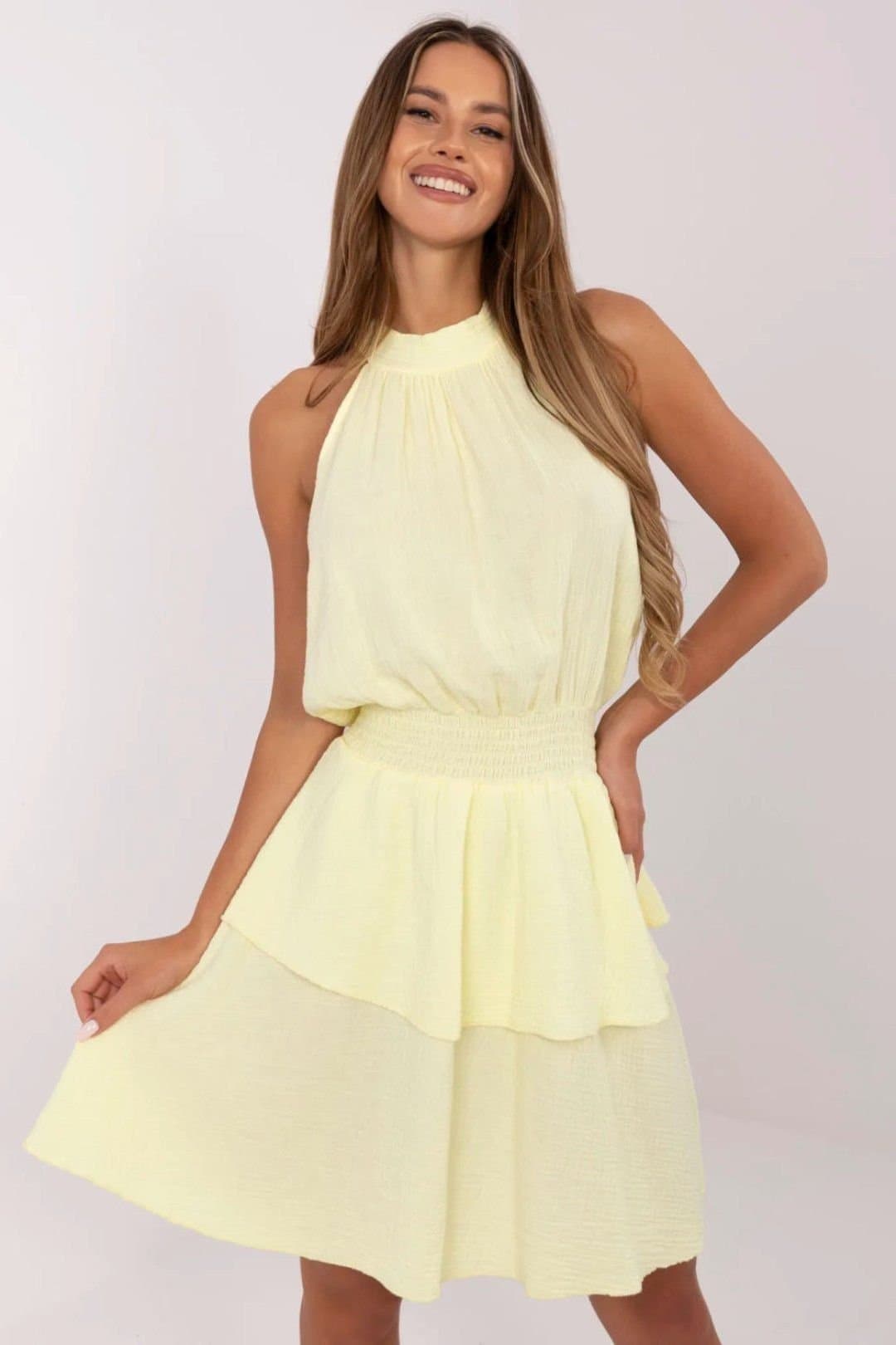 Love Lace Love Lace Women's Cotton Muslin Summer Day Dress with Ruffles in Yellow