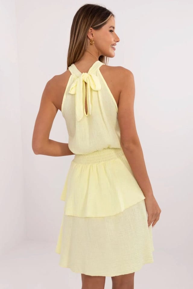 Love Lace Love Lace Women's Cotton Muslin Summer Day Dress with Ruffles in Yellow - 3