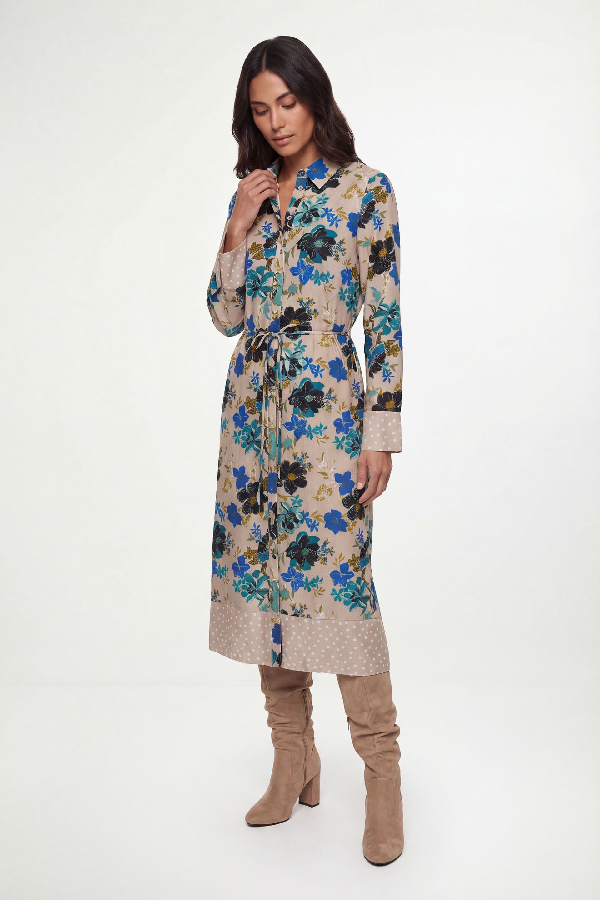 Wallis Wallis Women's Floral Mix Print Shirt Dress in Mint
