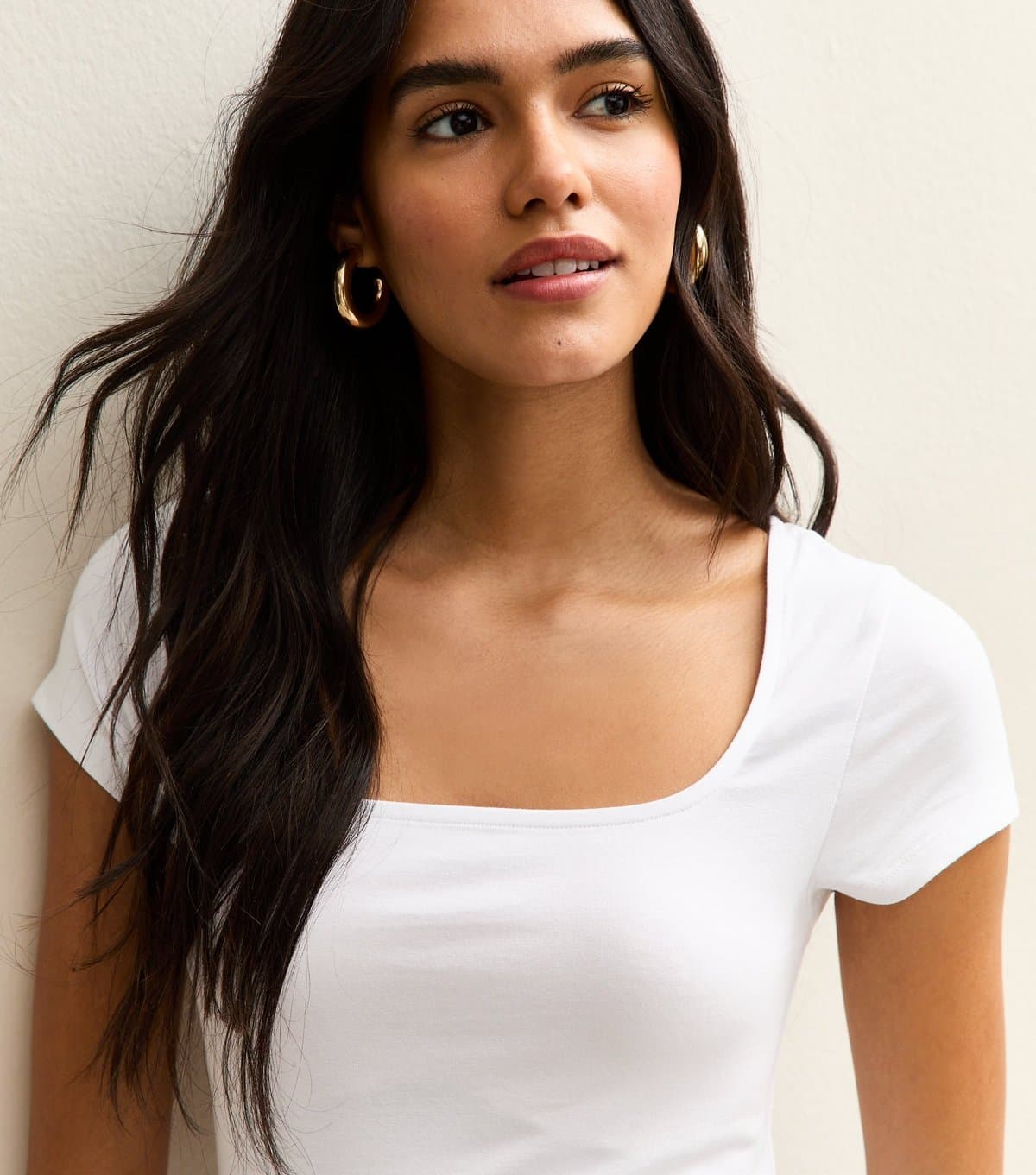 New Look Women's White Square Neck T-Shirt New Look