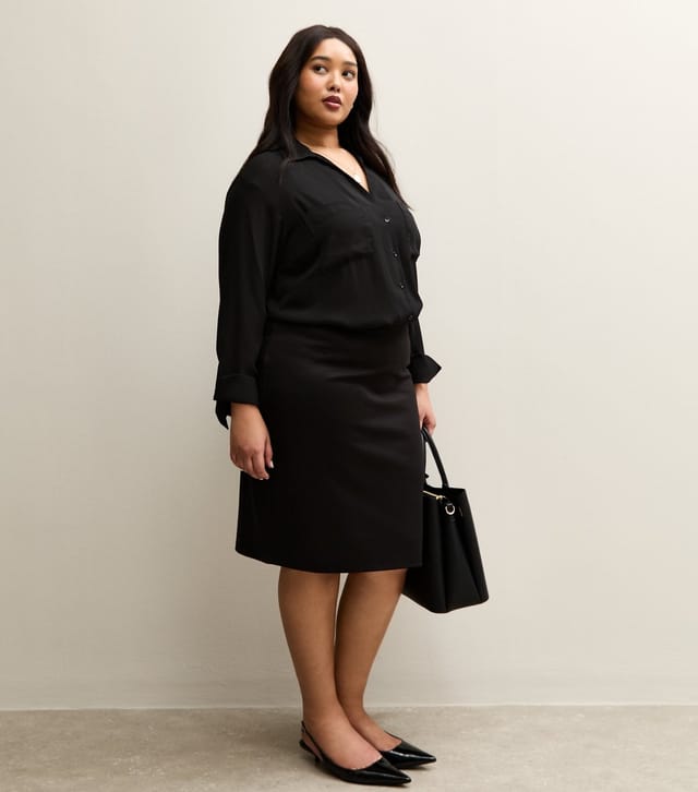 New Look Women's Plus Size Black Pencil Mini Skirt Curves New Look - 3