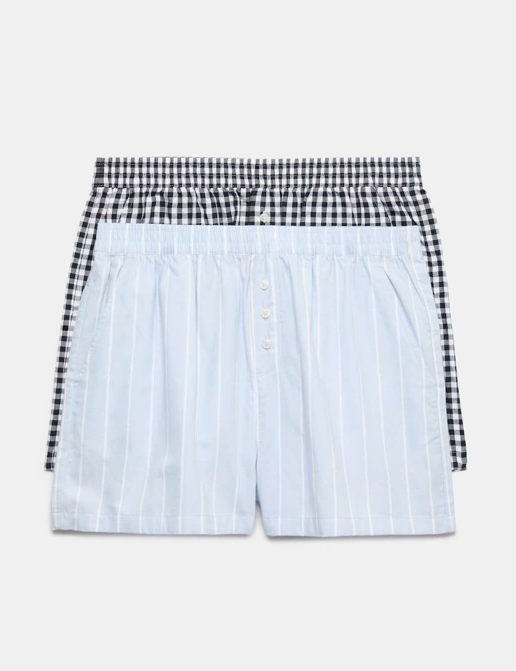 Marks & Spencer M&S 2 Pack Pure Cotton Striped Pyjama Shorts Blue Mix