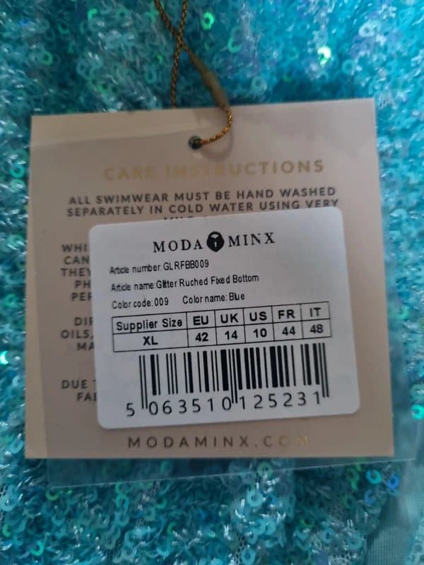 Moda Minx Moda Minx Blue Glitter wide strap bikini set mixed size XL/XXL