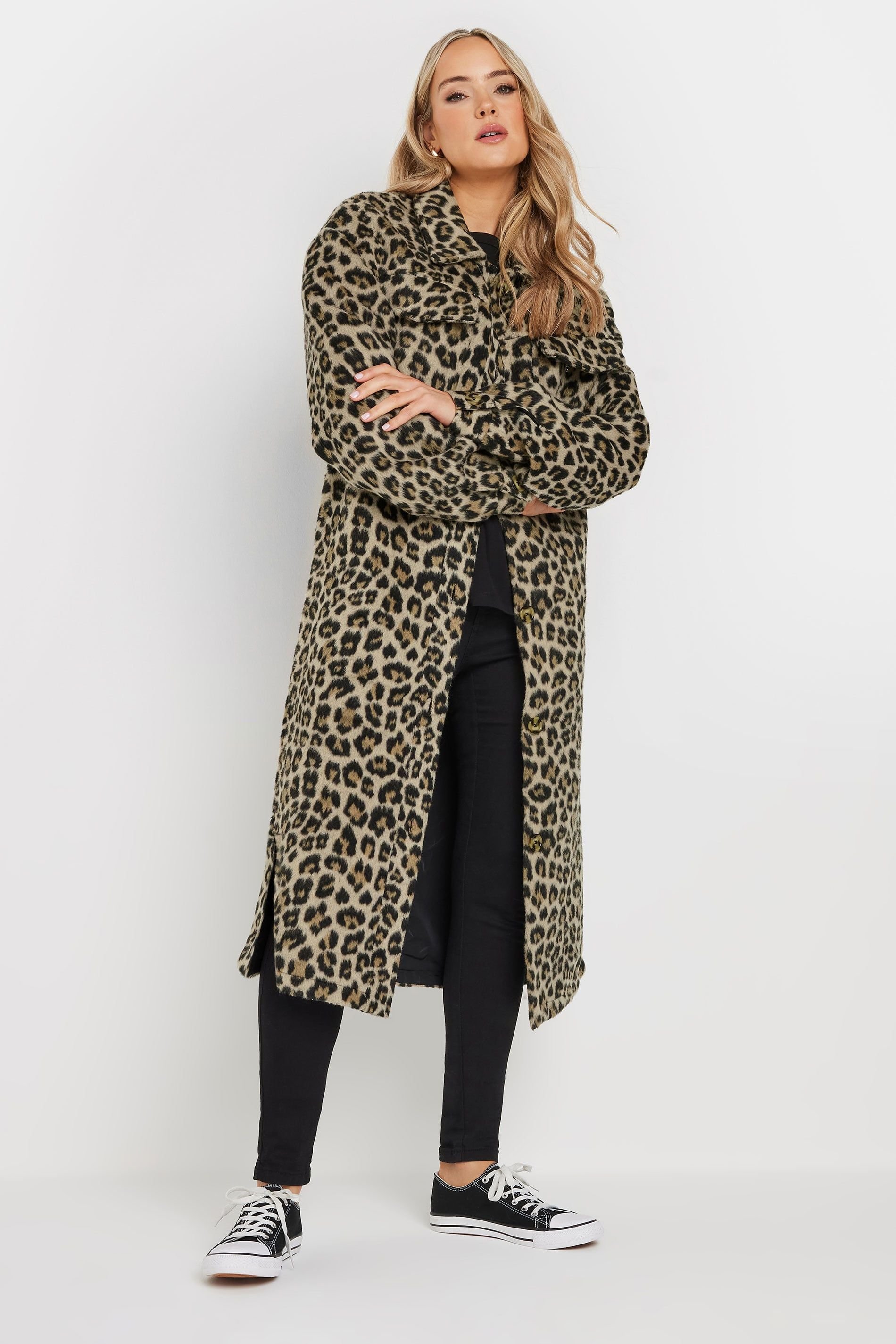 Long Tall Sally Long Tall Sally Women's Tall Leopard Print Shacket in Brown - 3
