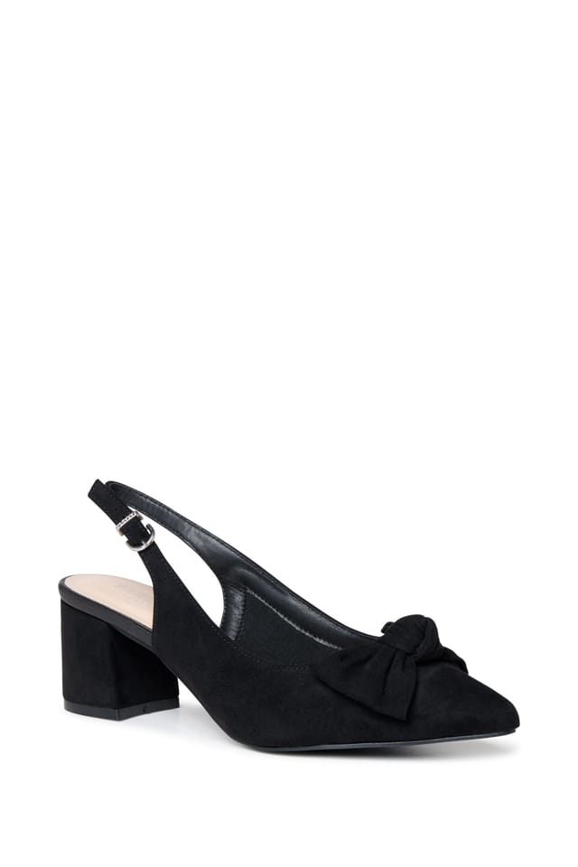Paradox London Paradox London Women's Floriana' Wide Fit Block Heel Slingback Shoes in Black - 3