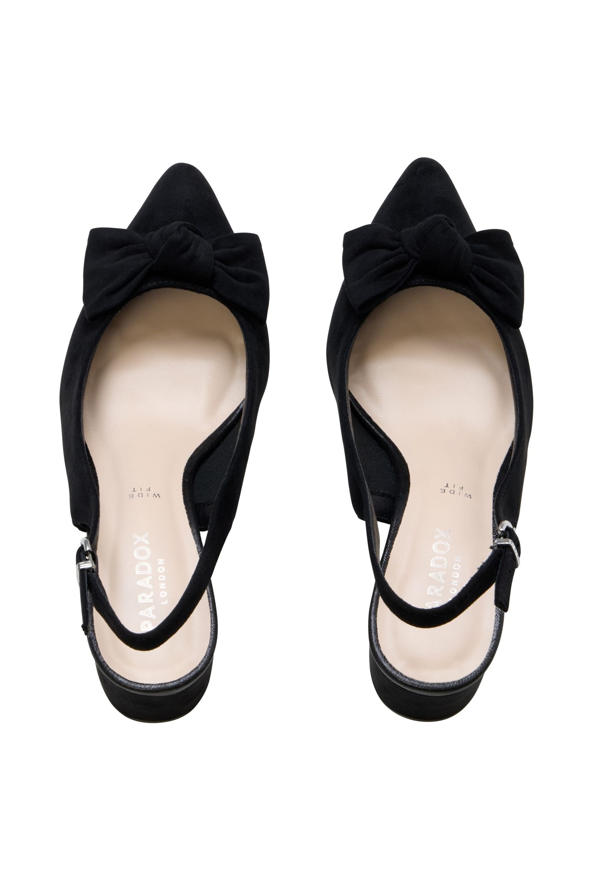 Paradox London Paradox London Women's Floriana' Wide Fit Block Heel Slingback Shoes in Black - 4